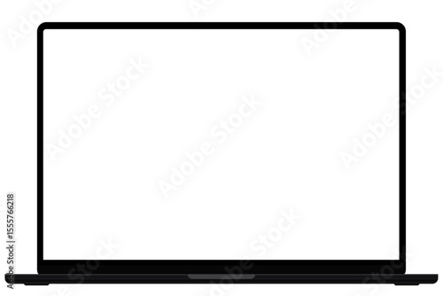 画面が透過された正面から見たノートパソコンのイラスト素材　ベクター