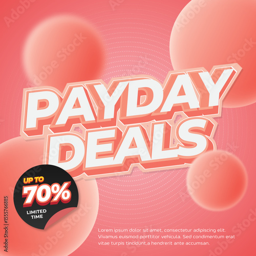 Shopping Payday Sale discount deals Soft mix pink red gradient Editable text effect Simple Marketing banner template