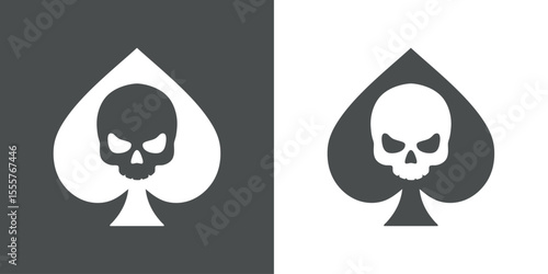 Logo calavera en as de picas para tarjetas y felicitaciones de Halloween 