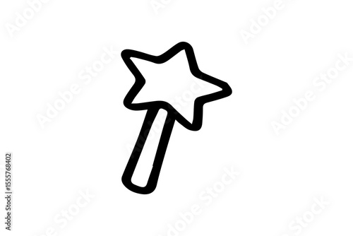 he design uses clean black outlines and a minimalistic cartoon style, making it suitable for fantasy games, magic-themed applications, or user interfaces related to enchantments and spells.