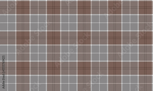 Seamless plaid pattern, grey, brown, white, simple and elegant, suitable for designing clothes, skirts, pants, casual wear, easy to use, adjustable size, vector illustration.