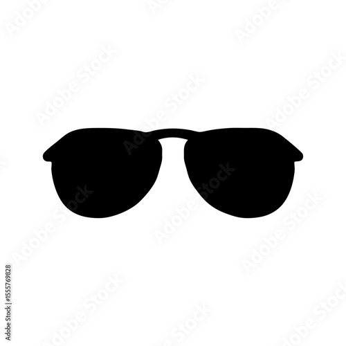 A simple black silhouette of aviator style sunglasses isolated on a white background image