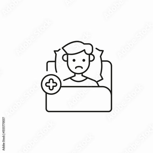 sick patient bed icon sign vector