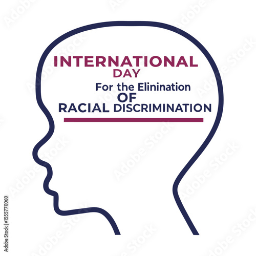 International day for the elimination of racial discrimination head outline graphic design