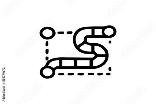 This icon illustrates a winding game pathway or level route, typically used in board games or mobile games to show progression from a starting point to a finish.