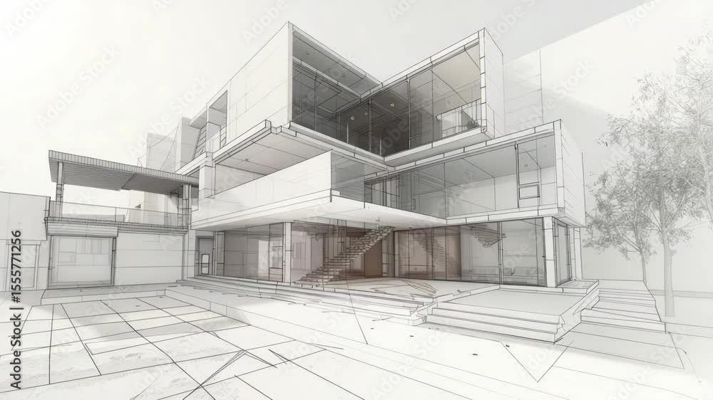 A simple illustration of a residential building with a staircase, suitable for architectural or decorative purposes A simple illustration of a residential building with a staircase, suitable for architectural or decorative purposes