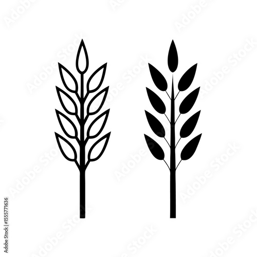 Two stylized wheat stalks, isolated on white background