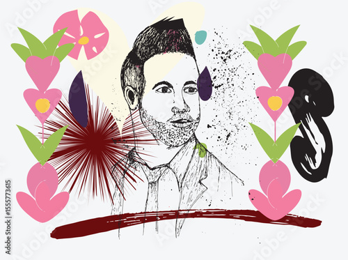 Photography A visually striking collection of mixed-media digital illustrations featuring surreal portraits, mechanical structures, wild animals, and vibrant abstract elements