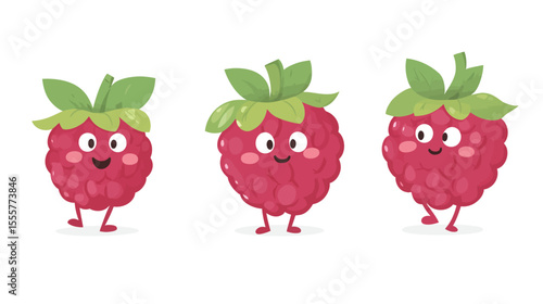 Charming collection of cute cartoon berries, each with unique expressions and distinct characters, illustrated in a playful and colorful kawaii style, ideal for children’s designs, fruit-themed 