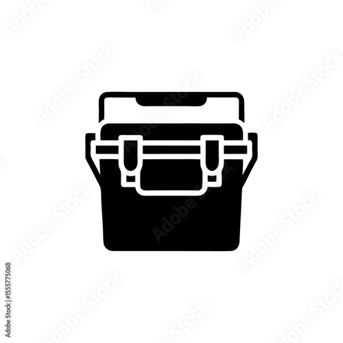 A black cooler box icon isolated on white background
