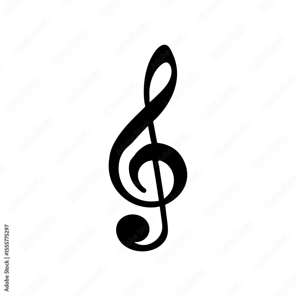 A treble clef music symbol, isolated on white background A treble clef music symbol, isolated on white background