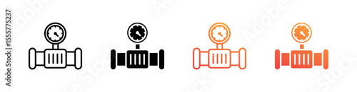 Water Meter Multiple Style Icon Set Vector 