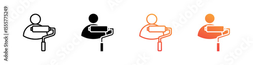 Painter Multiple Style Icon Set Vector 