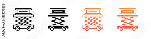 Scissor Lift Multiple Style Icon Set Vector 