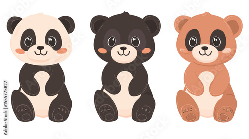Adorable cute panda cartoon in kawaii vector graphic style, featuring a chubby playful panda with big round eyes and a joyful expression, perfect for children’s books, stickers, merchandise, education
