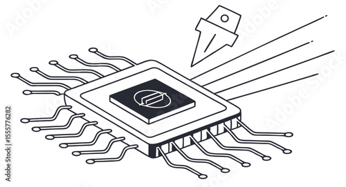 Clean minimalist microchip design with futurist futuristic vector design
