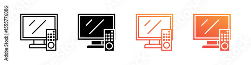 Television Multiple Style Icon Set Vector 