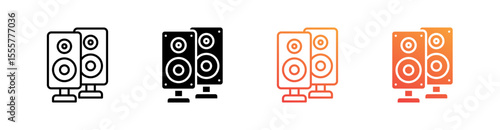 Speakers Multiple Style Icon Set Vector 