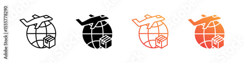 International Delivery Multiple Style Icon Set Vector 