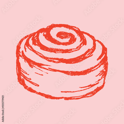 Hand-drawn Danish Pastry doodle illustration