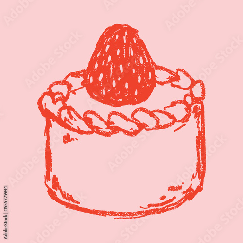 Bild auf Leinwand Hand-drawn Strawberry Shortcake doodle illustration