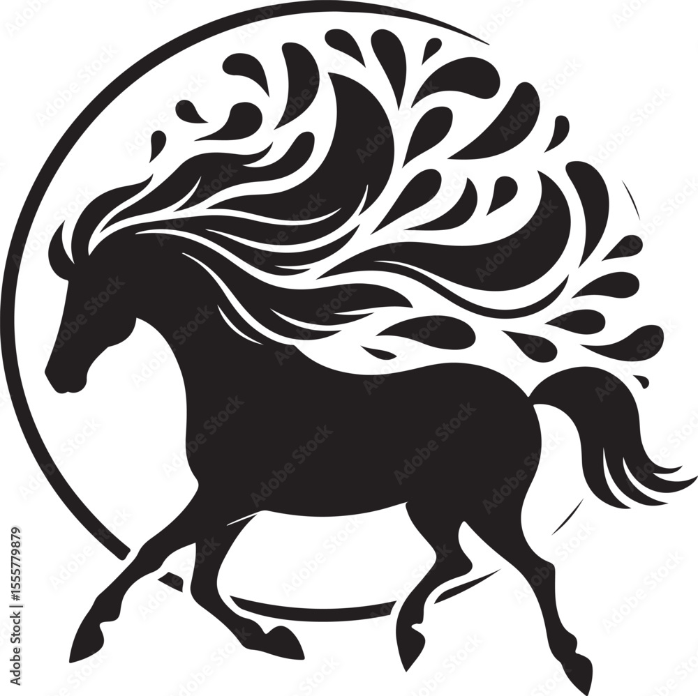 Fototapeta premium Running Horse Silhouette Vector Illustration
