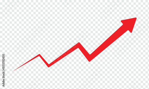 Growing business 3d green arrow on white. Profit arow Vector illustration. Business concept, growing chart. Concept of sales symbol icon with arrow moving up. Economic Arrow With Growing Trend. EPS 10