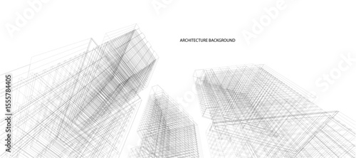 3d wireframe of building. sketch design.Vector