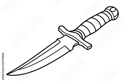 dagger knife outline vector icon for weapon or survival design