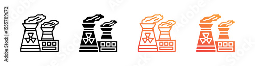 Nuclear Reactor Multiple Style Icon Set Vector 