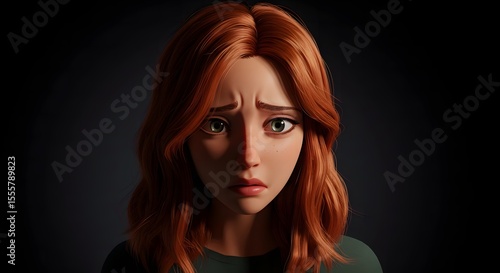 Sad Woman with Red Hair