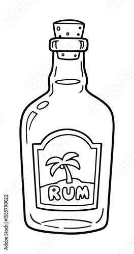 rum bottle vector illustration in hand drawn style