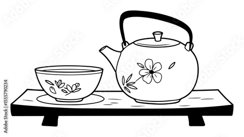 japanese tea set vector illustration