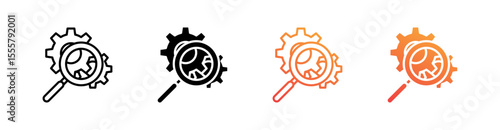 Inspection Multiple Style Icon Set Vector 
