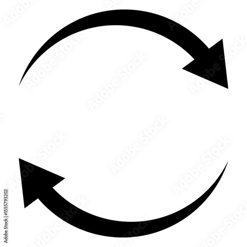Icono con silueta de dos flechas girando formando un círculo 