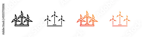 Eolic Energy Multiple Style Icon Set Vector 