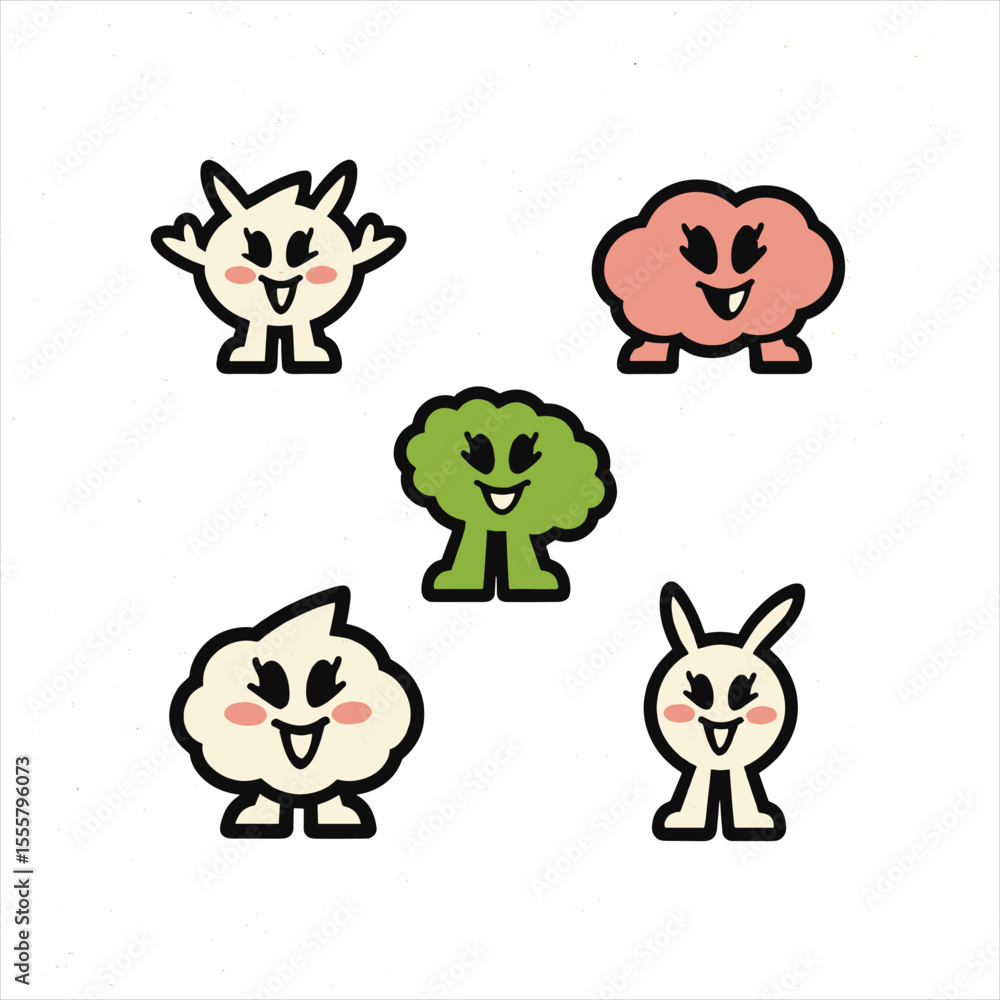 Obraz premium Cartoon Character – Flat Vector Set of Fun and Friendly Characters