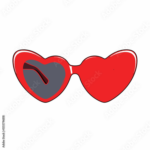 Red Heart-Shaped with Dark Grey Lenses