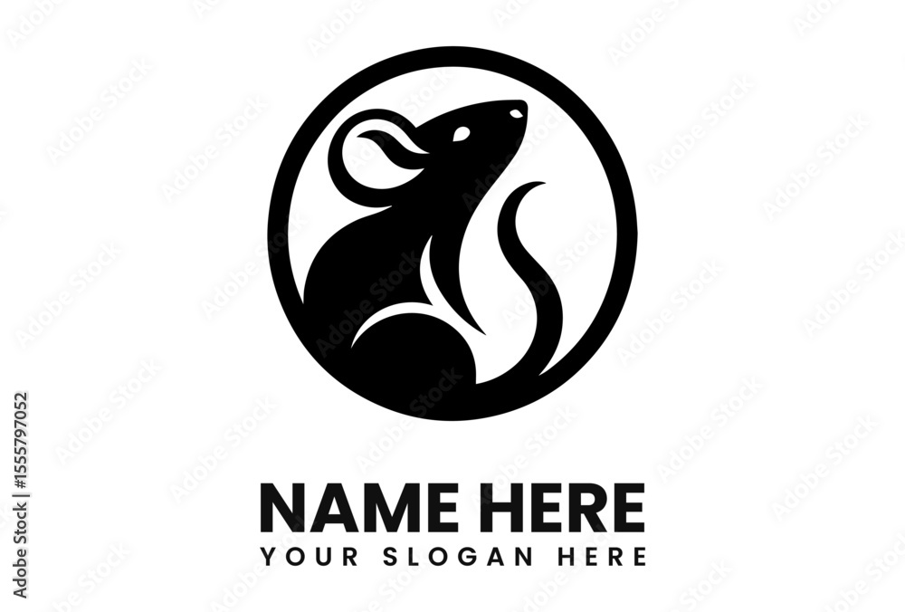 Fototapeta premium Stylish black mouse logo design, encircled, perfect for branding.