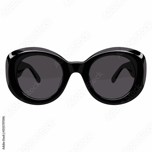 "Jackie O" Black Round with Dark Grey Lenses