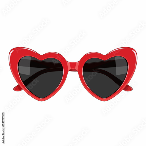Red Heart-Shaped with Solid Black Lenses