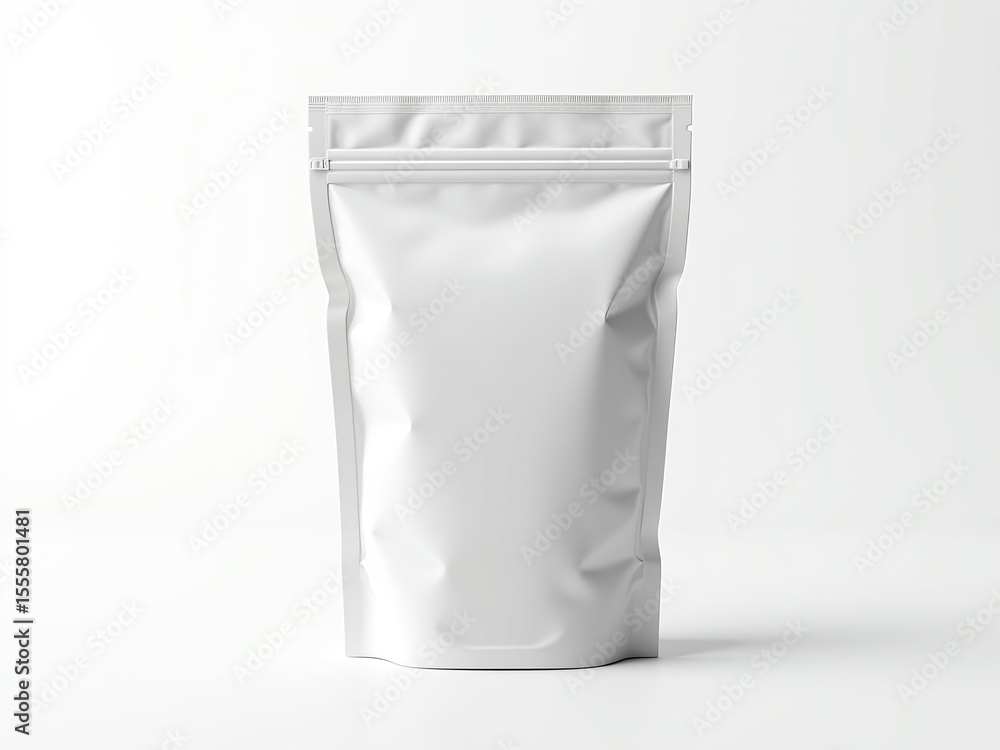 White flexible package with a zip lock closure standing up White flexible package with a zip lock closure standing up