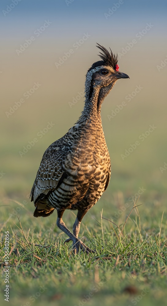 Fototapeta premium Crested Tinamou Walking on Grass