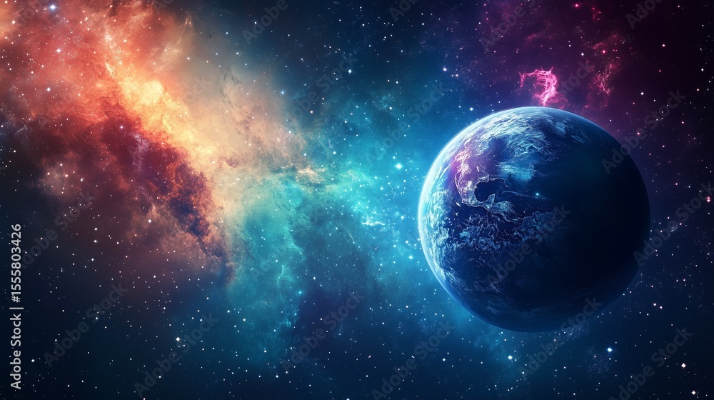 Obraz premium Digital Earth Globe in Dark Space with Glowing Lights