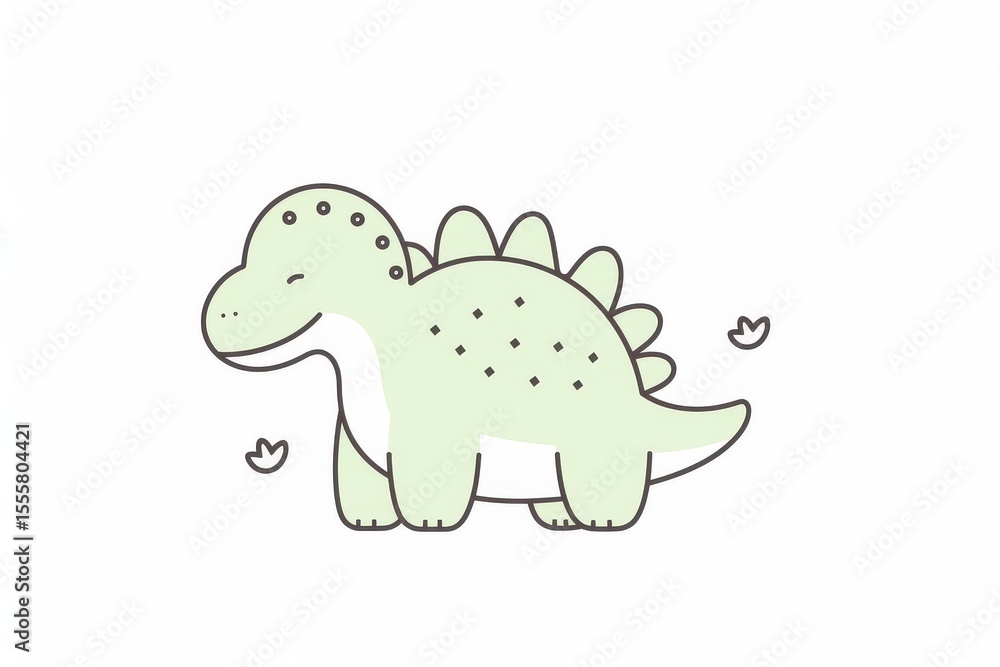 Cute simple vector line art of dinosaur with black outlines on white background for kids Cute simple vector line art of dinosaur with black outlines on white background for kids