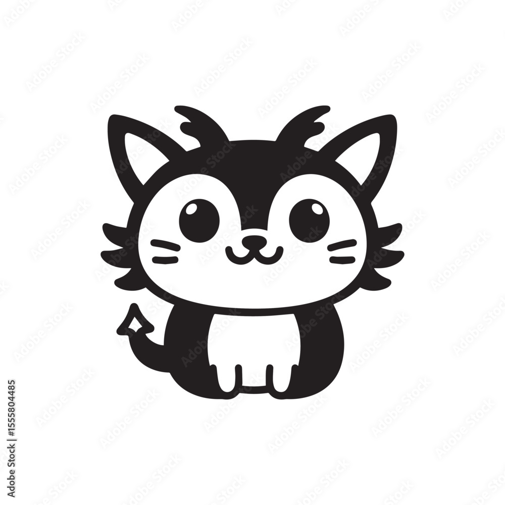 Obraz premium Cute kawaii black cat vector illustration adorable kitten pet graphic design