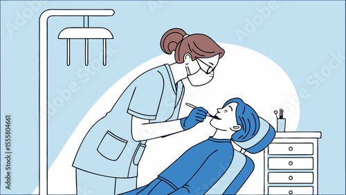 Dentist Examining Patient in a Modern Dental Office.
