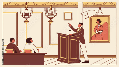 Auction of a Portrait in a Grand Gallery.