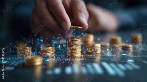 Investment payoff visualization with hands counting real cash earnings.