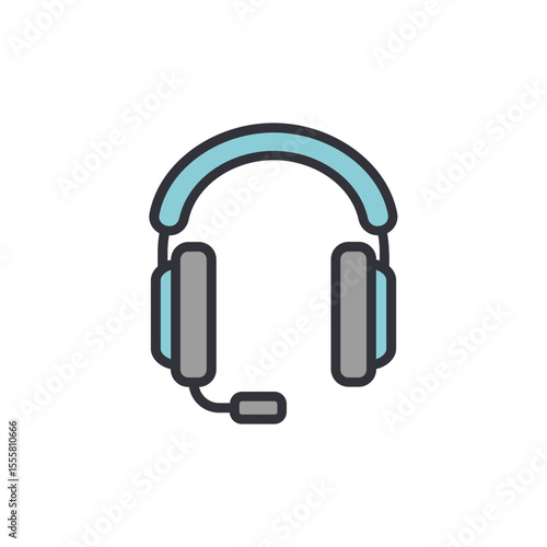 Stylized Headphones With Microphone Icon For Audio Communication